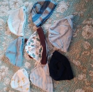 Bundle 8pc Baby Boy Beanies 100% Cotton 0-9M